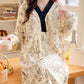 Chest Pad Moon Dress Spring and Autumn Cotton Postpartum Breastfeeding dress Summer Nightgown for Pregnant Women Nightgown During Pregnancy Feeding Nightgown