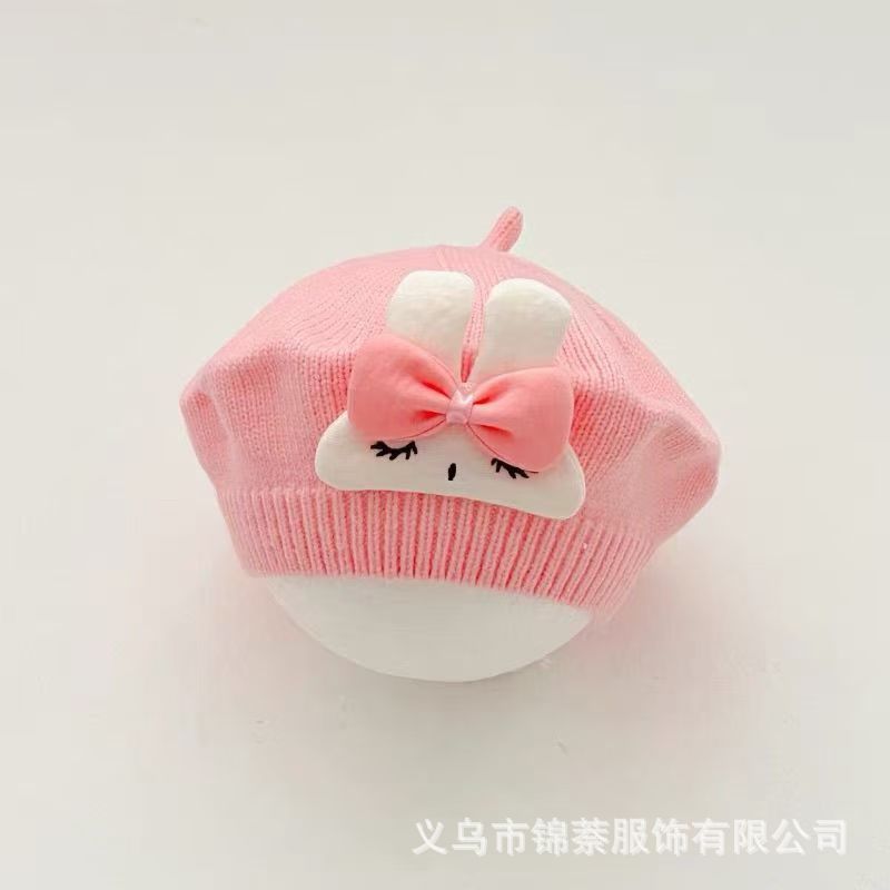 Spring and Autumn Korean Style Baby Boy and Girl Candy Color All-match Knitted Beret Children's Western Style Casual Wool Hat Paintler Hat