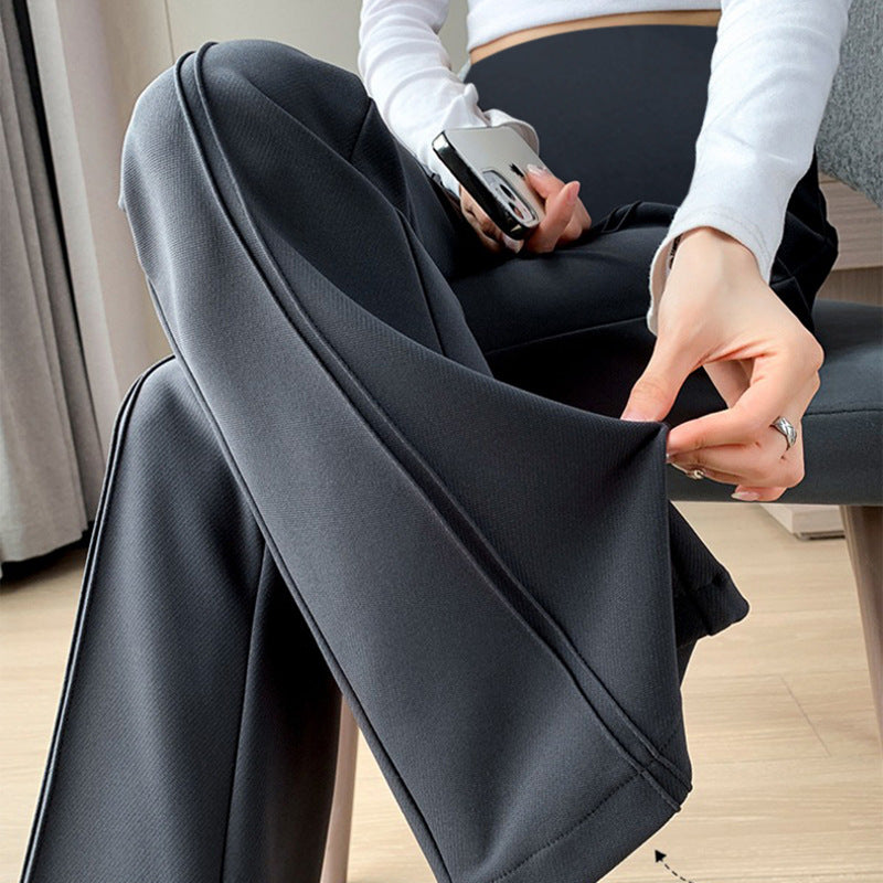 Pregnant women fleece-lined autumn and winter new goddess pants micro-pants split slim slim outer wear pants suit pants