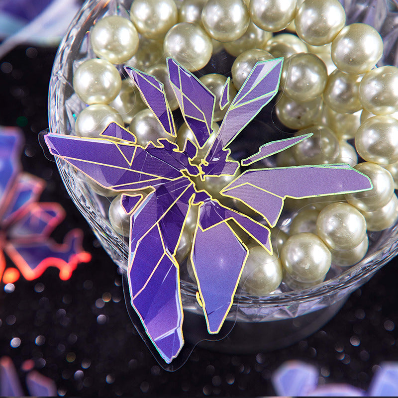 Pet Sticker Pack Crystal Story Series Crystal Ore Silver Hot Stamping Die-Cut Journal Decoration Stickers Cross-Border