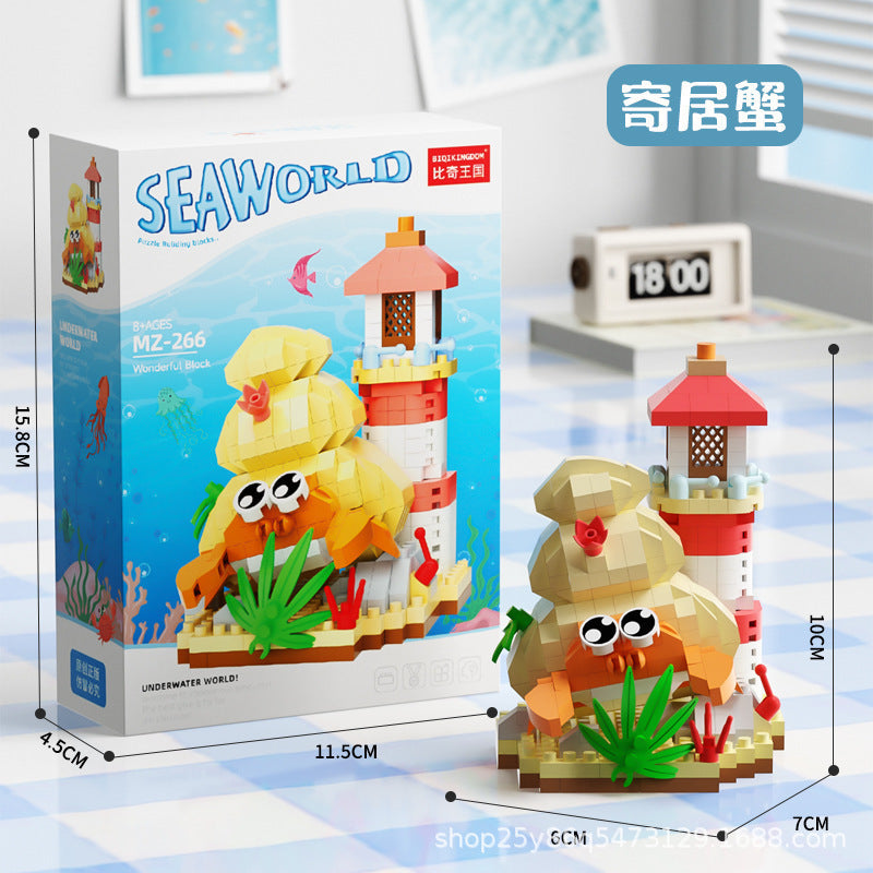 Children's Day Gift Compatible Lego Marine Animals Shark Clownfish Cartoon Doll Assembled Building Blocks Toy