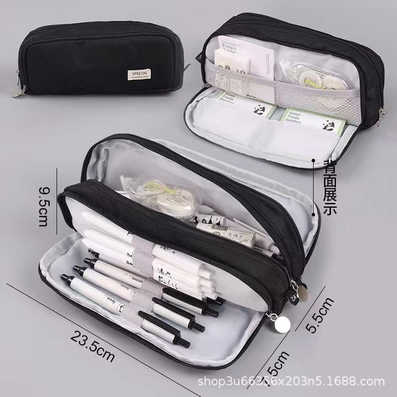 Japanese and Korean Double-Layer Pencil Case for Elementary, Middle, and High School Students, Cross-Border Oxford Cloth Multifunctional Creative Stationery Pencil Case a
