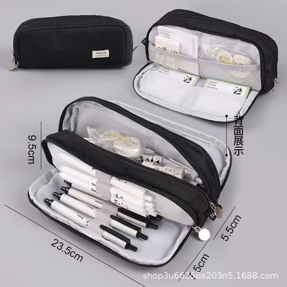 Japanese and Korean Double-Layer Pencil Case for Elementary, Middle, and High School Students, Cross-Border Oxford Cloth Multifunctional Creative Stationery Pencil Case a