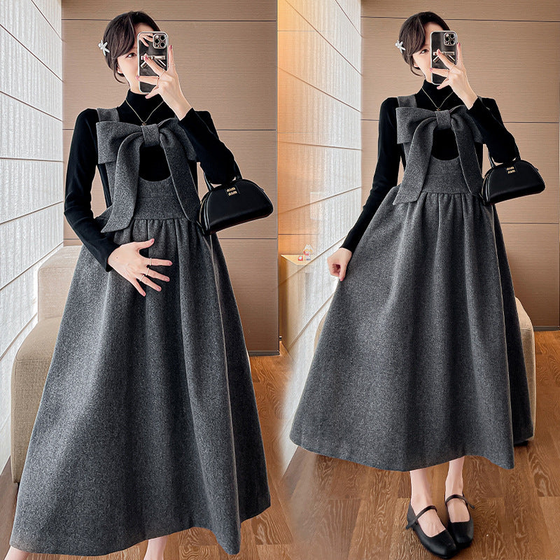 Pregnant women autumn 2024 new fashion suit western style fashionable high sense strap skirt autumn and winter pregnant women dress