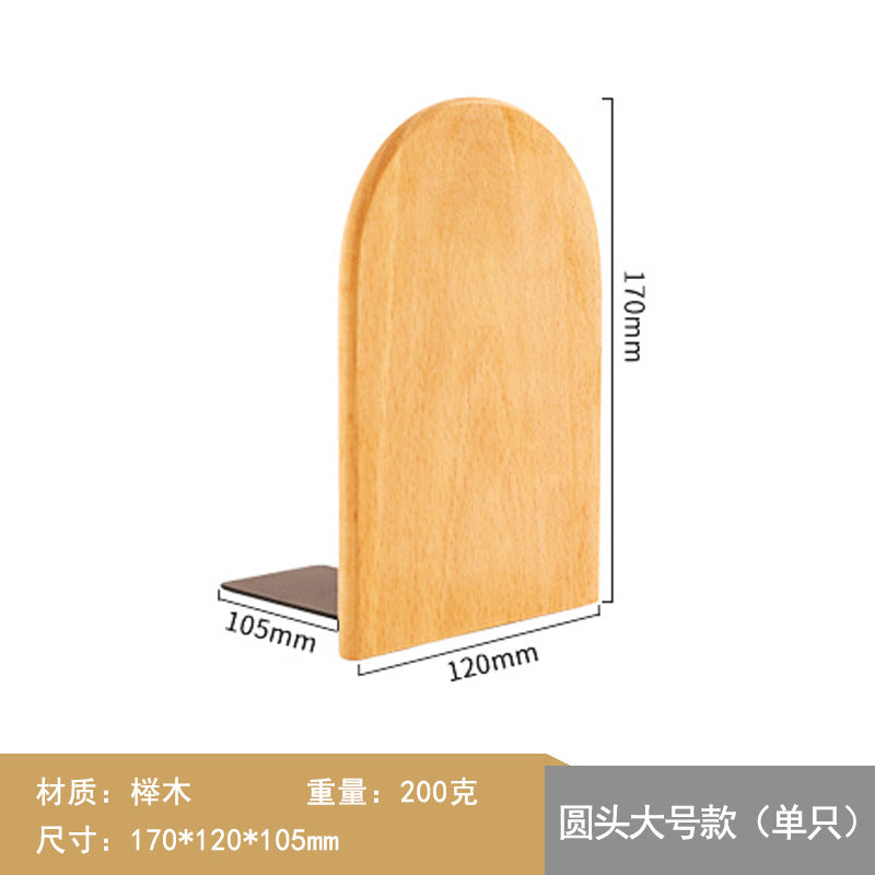 Japanese Style Simple Wooden Book Stand Creative Black Walnut Wood Thickened Bookshelf Bookend Student's Solid Wood Bookend Logo