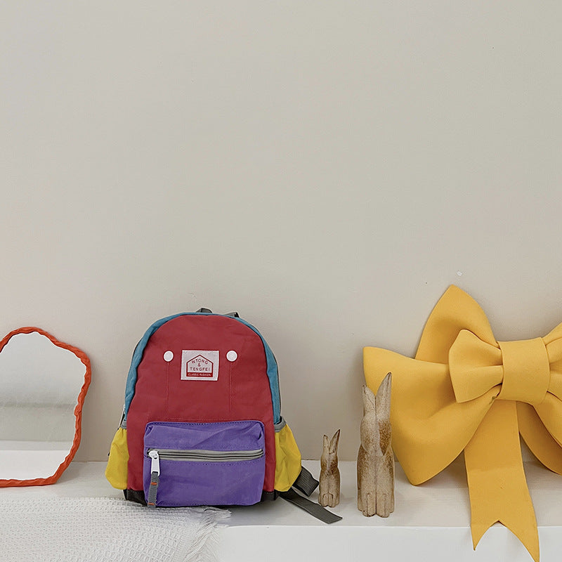 Children's Kindergarten Schoolbag Boys' Baby Contrast Color Small Backpack Girls' Trendy 2022 Cute Backpack Cute Bag