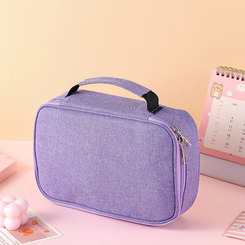 Cross-Border Satchel Large-Capacity 72-Hole Multi-Functional Student Art Student Color Lead Brush Pencil Stationery Storage Bag