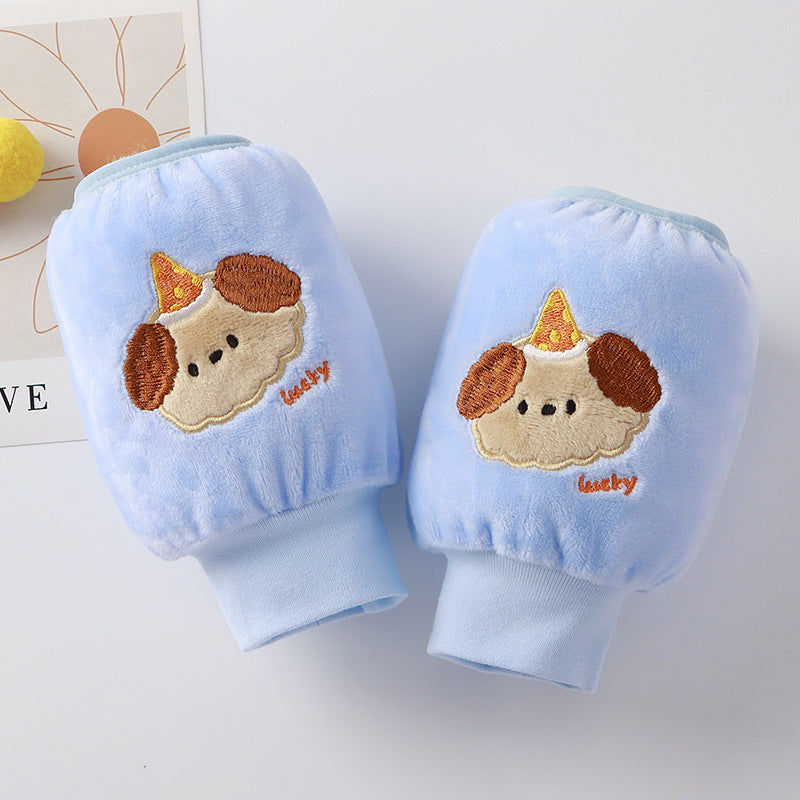 Children's Sleeve Lined Crystal Velvet Anti-Stain and Dirt-Resistant Autumn and Winter New Style Cute Three-Dimensional Embroidery for Boys and Girls