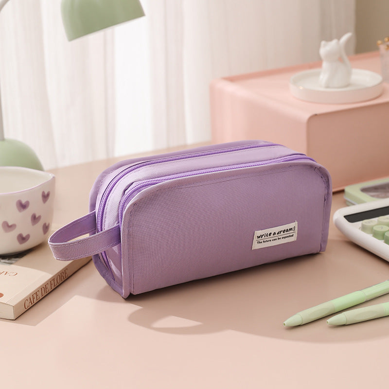 New Simple In-Style Large-Capacity Stationery Bag for Students, High-Looking Stationery Box, Multi-Functional Storage Pencil Case, Pencil Case