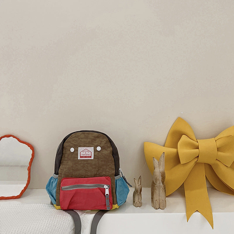 Children's Kindergarten Schoolbag Boys' Baby Contrast Color Small Backpack Girls' Trendy 2022 Cute Backpack Cute Bag