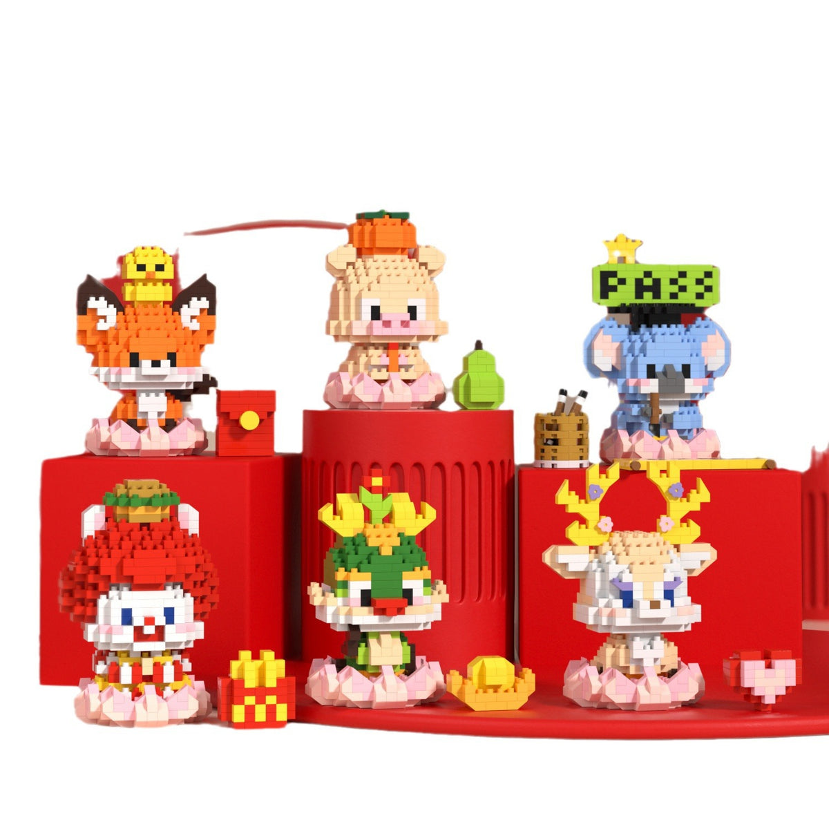 Compatible with Lego little God Beast good luck Lotus Dragon Year image building block doll creative children's toy New Year gift