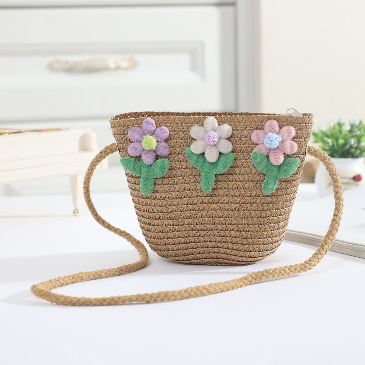 Cross-border New Children's Bag Spring and Summer New Children's Crossbody Bag Handmade Straw Satchel Travel Mini Coin Purse