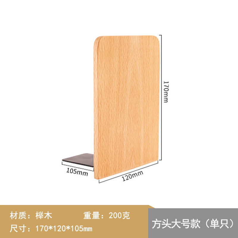 Japanese Style Simple Wooden Book Stand Creative Black Walnut Wood Thickened Bookshelf Bookend Student's Solid Wood Bookend Logo