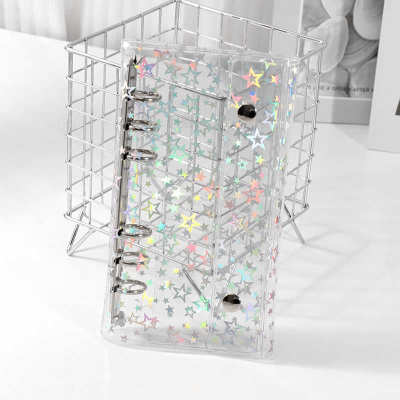 Free shipping a6 lengthened narrow binder transparent PVC double-button cover hand ledger card book six-hole diy cover in stock