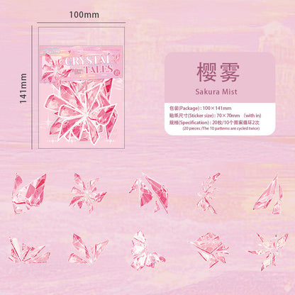 Pet Sticker Pack Crystal Story Series Crystal Ore Silver Hot Stamping Die-Cut Journal Decoration Stickers Cross-Border