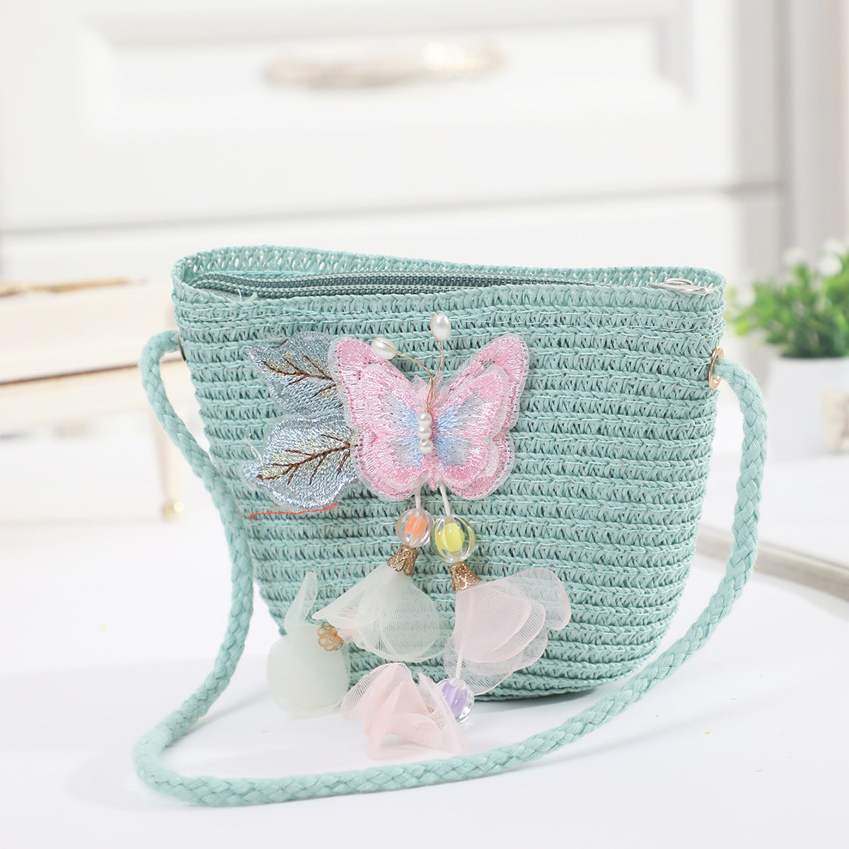 Cross-border New Children's Bag Spring and Summer New Children's Crossbody Bag Handmade Straw Satchel Travel Mini Coin Purse