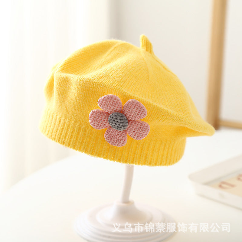 Spring and Autumn Korean Style Baby Boy and Girl Candy Color All-match Knitted Beret Children's Western Style Casual Wool Hat Paintler Hat