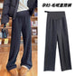 Maternity Pants, Autumn and Winter Style, Woolen, Thickened, Wide-Leg Pants for Outer Wear, High-Waisted, Belly-Supporting, Plus-Size, Straight-Leg, Casual Long Pants with Fleece Lining