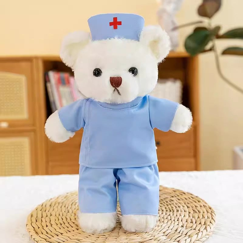 Nurse Uniform Doctor College Student Teddy Bear Doll Plush Toy Graduation Gift Logo