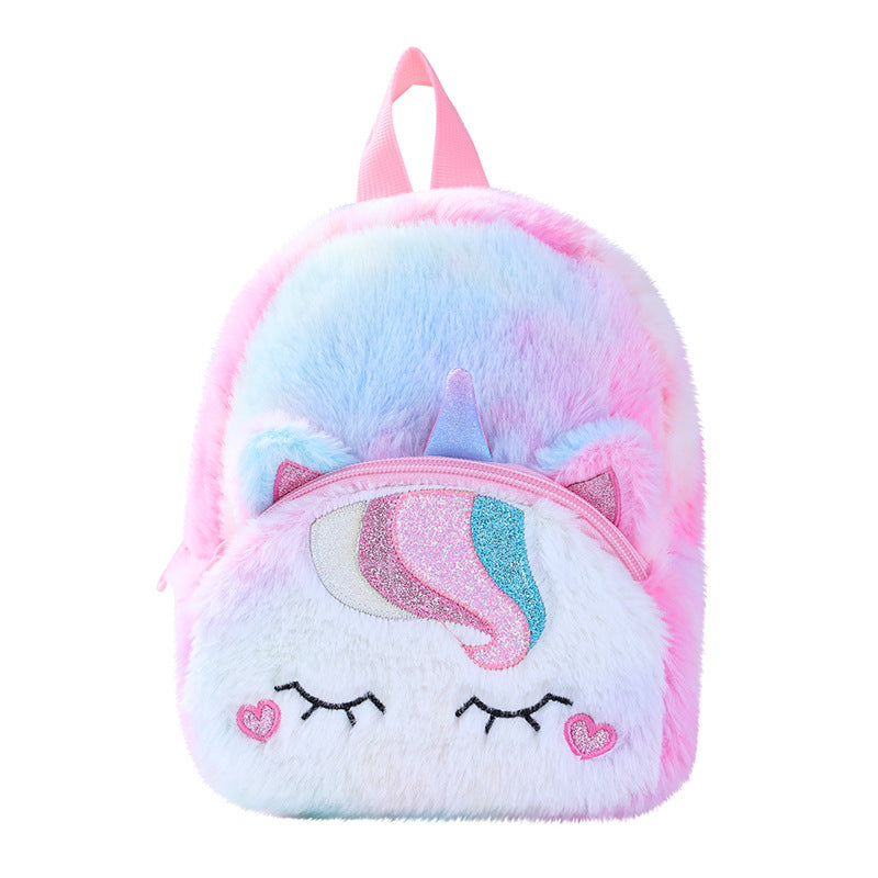 New Casual Backpack Plush School Bag Girl Backpack Cute Cartoon Plush Backpack Unicorn Unicorn