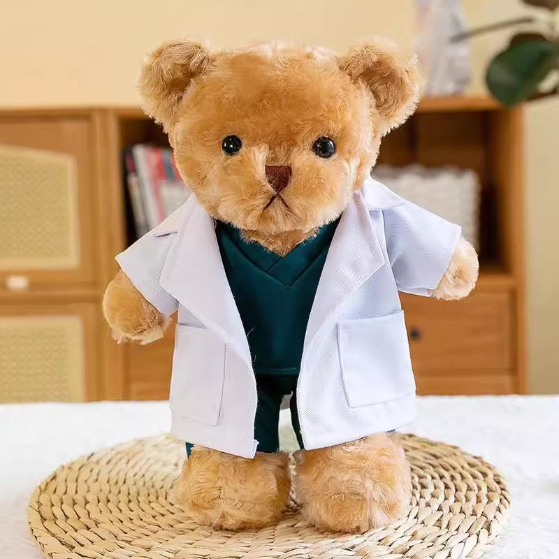 Nurse Uniform Doctor College Student Teddy Bear Doll Plush Toy Graduation Gift Logo