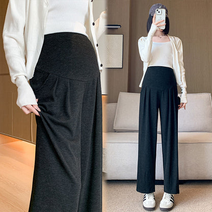 Pregnant Women's Pants Cropped Pants Sticky Rice Pants Autumn and Winter fleece-lined Thickened Loose All-match Wide-leg Pants Sagging Slimming Granny Pants