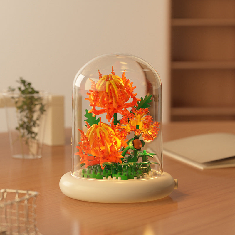 [wholesale generation] simulation of eternal flowers lily rose blocks compatible with Lego toy ornaments Valentine's Day gift