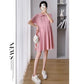 Pregnant Women's Dress Women's Summer Trendy Mom Thin Short-sleeved Top Pink Polo Collar Fashion Nursing Summer Dress