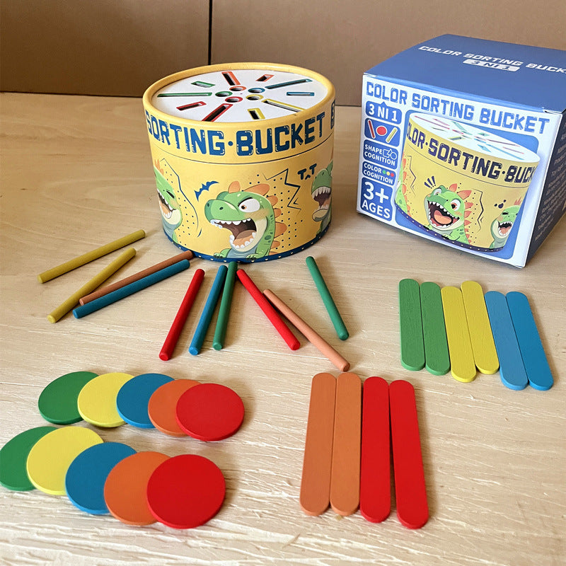 Cross-Border Montessori Early Education Cpc Color Classification Bucket Coin Box Ce Kidsren's Cognitive Matching Teaching Kindergarten Toys