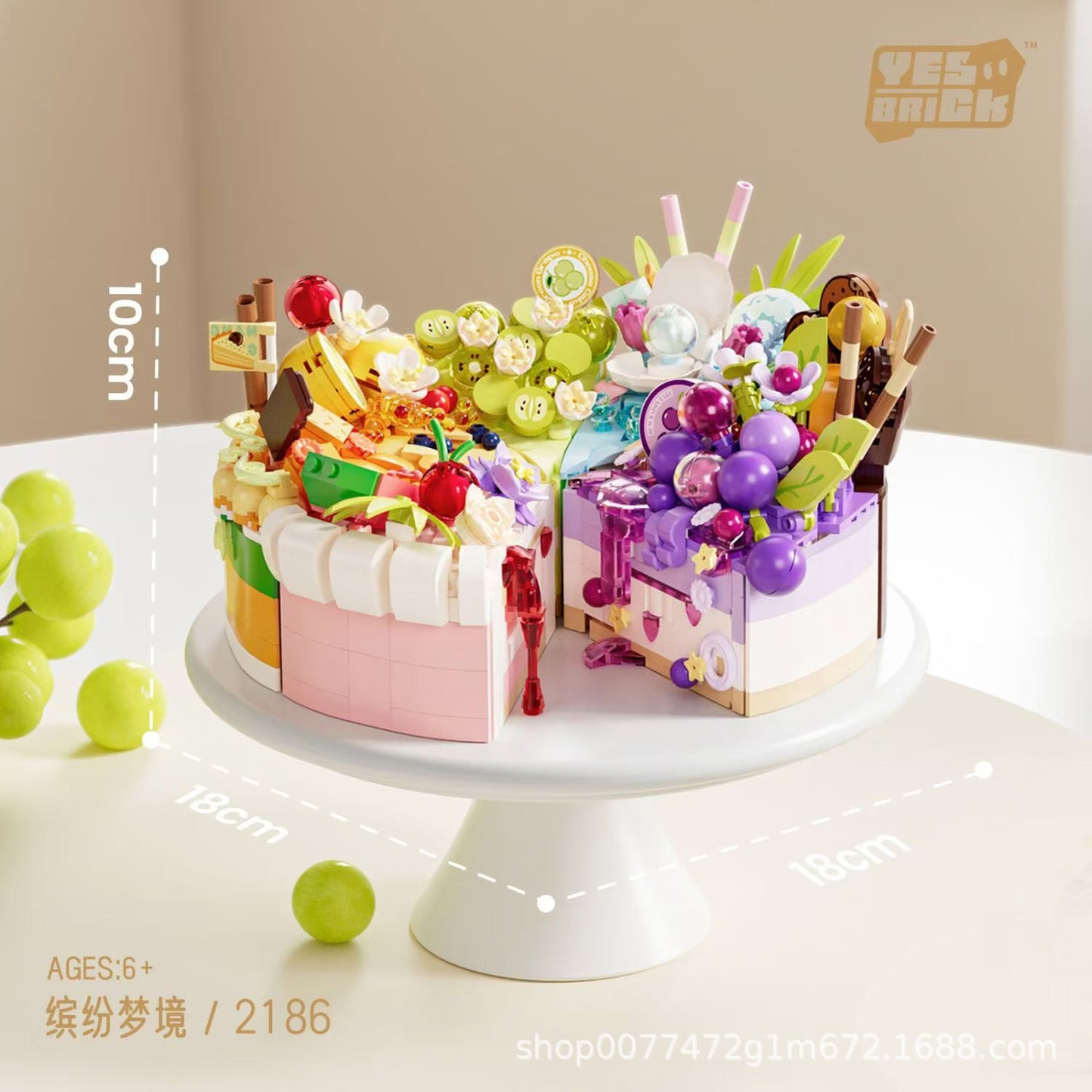 Bricks Also Birthday Cake Handmade Dessert Ornaments Compatible with Lego Cake Blocks Assembled Toys Children's Children's Day Gift
