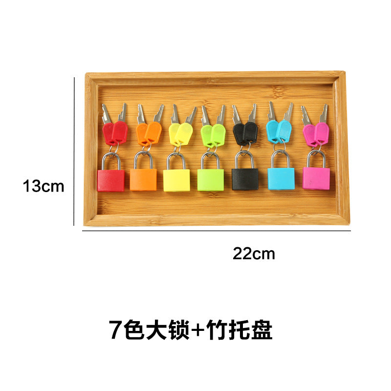 Montessori teaching aids colorful small lock learning unlocking game children's early education Montessori key lock sensory toys