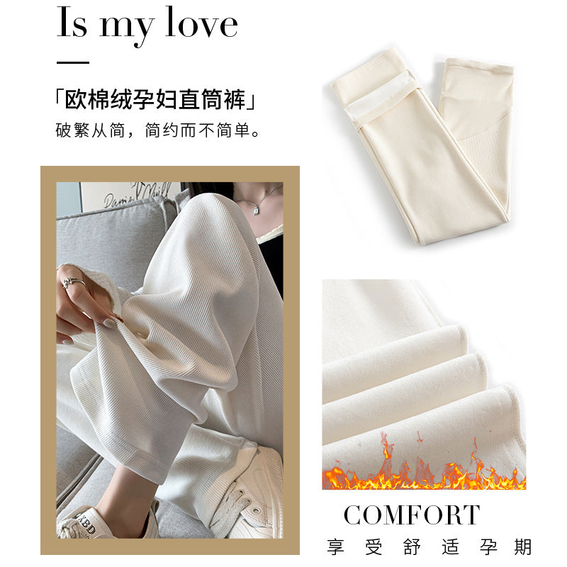 Maternity high quality European Cotton Velvet M-3XL Autumn and Winter fleece-lined Thickened Maternity Pants