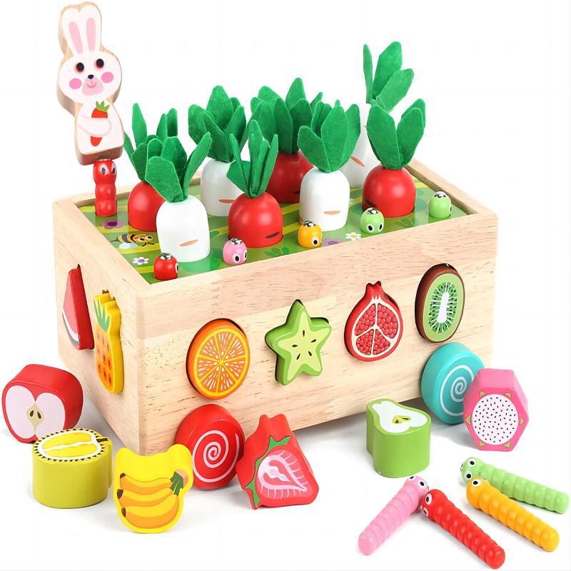 3 Cross-Border Kidsren's Educational Toys Farm Orchard Shape Building Blocks Matching Insect Catching and Carrot Pulling Intelligence Box Toys