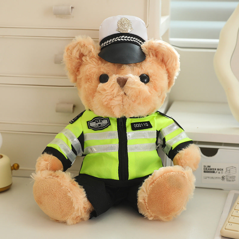 Police Bear Doll Traffic Police Bear Doll Uniform Fire Suit Teddy Bear Plush Toy Internet Red Bear Doll