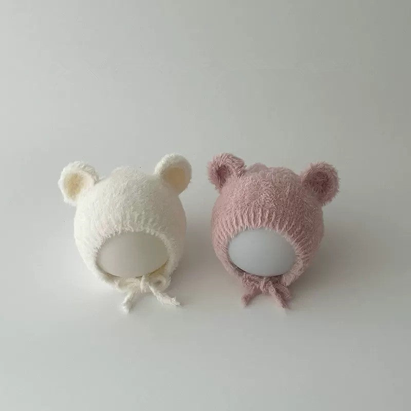 Cold-proof foreign-style cold hat cute warm lace solid color plush toddler hat baby autumn and winter hat baby ear protection