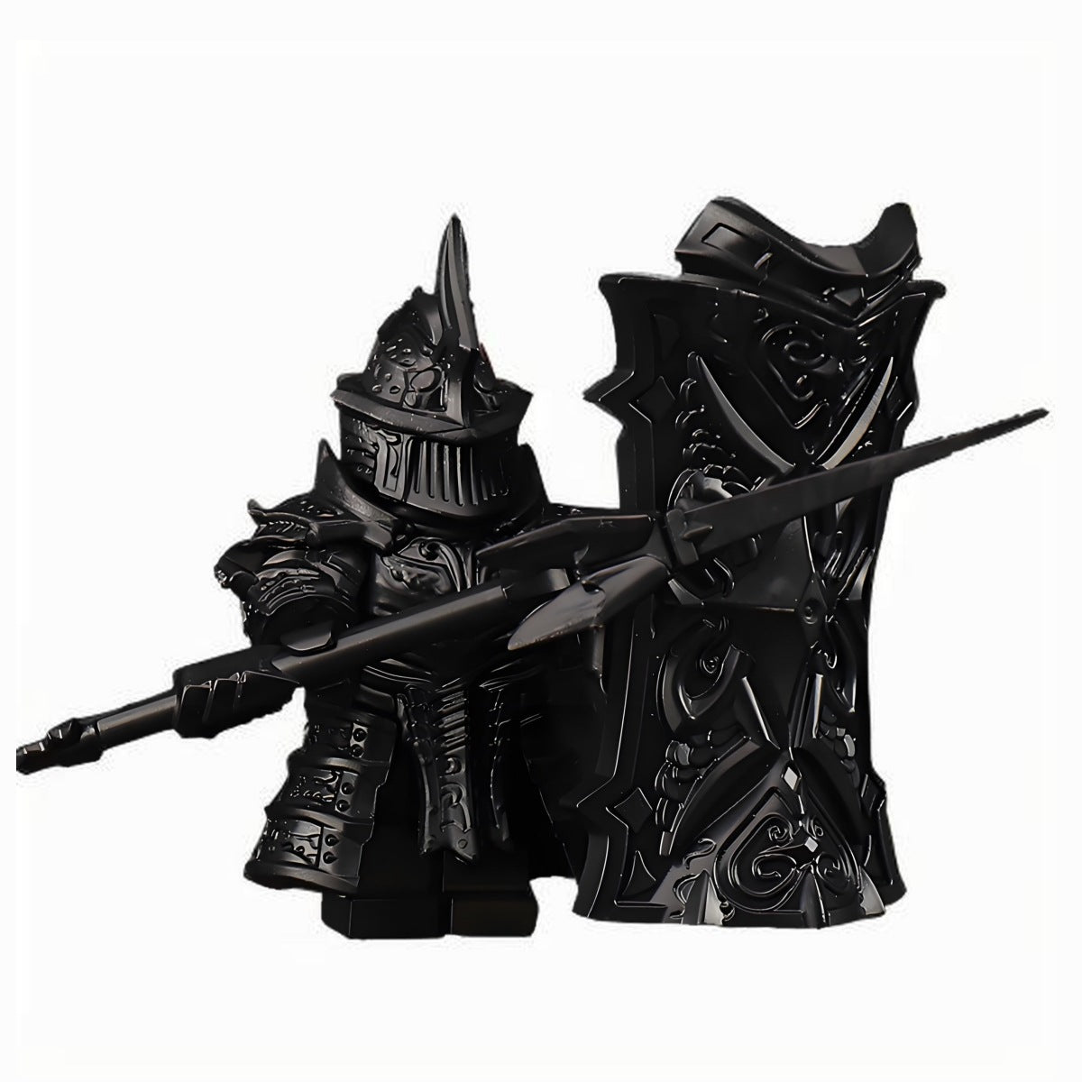 Black High Tower Knight Frost Silver Barrier Battle Guard Soul Third Party Minifigure Building Block Toy Boy Compatible with Lego Foreign Trade