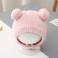 Autumn and winter children's plush bear hat scarf two-piece fleece-lined warm scarf cute plush hat baby