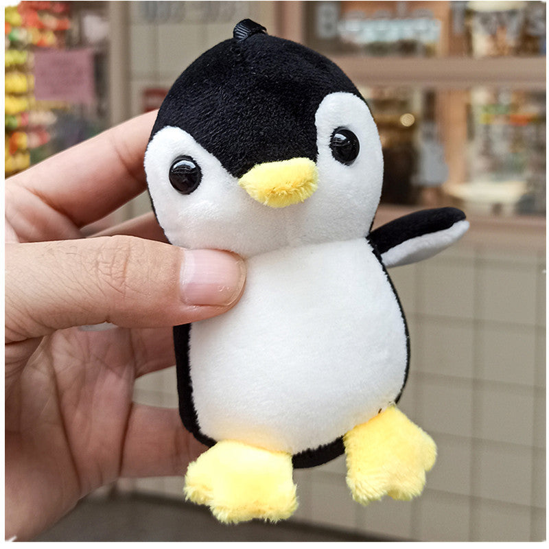 Creative cartoon four-sided bullet Penguin plush pendant cute animal doll bag car key chain pendant wholesale