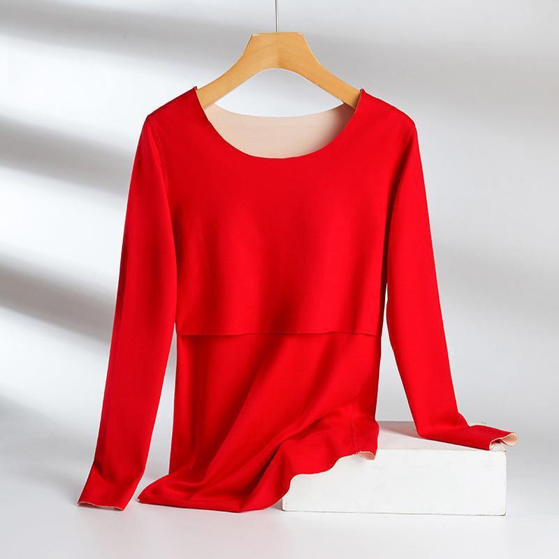 Breastfeeding Autumn Jacket One-Piece Women's plus size Autumn and Winter fleece-lined Pregnant Women's Thermal Underwear Postpartum Maternity Clothing