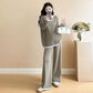Spring 2025 New Pregnant Mother plus size V-neck Contrast Color Stitching Knitted Lazy Elegant Fashion Loose suit