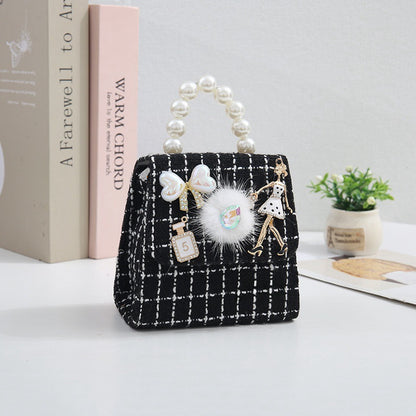 Cross-border new cotton and linen pearl portable children's messenger bag kindergarten children DIY naked bag manufacturers wholesale