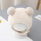Autumn and winter children's plush bear hat scarf two-piece fleece-lined warm scarf cute plush hat baby