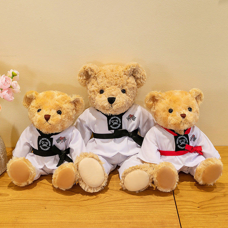 Taekwondo bear doll plush toy teddy bear doll doll martial arts hall activity gift can add LOGO
