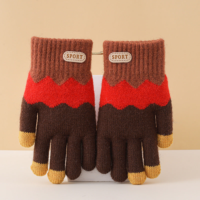 Children's Gloves for Autumn and Winter, Warm Five-Finger Gloves for Boys and Girls, Plush Gloves for Girls, Baby Gloves, Student Writing Gloves, Cycling Gloves, Cold-Proof Finger-Separated Gloves