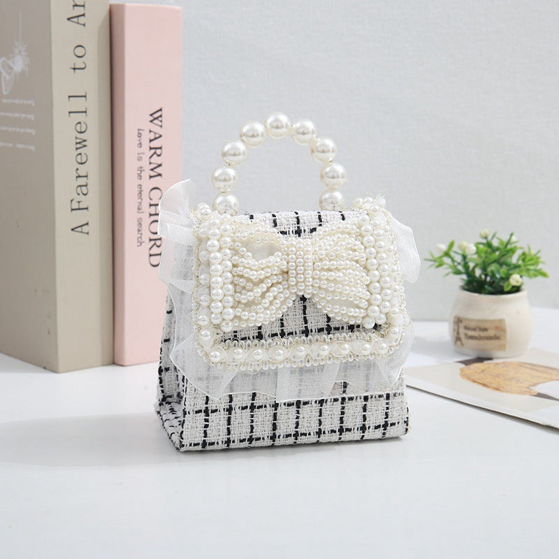 Cross-border new cotton and linen pearl portable children's messenger bag kindergarten children DIY naked bag manufacturers wholesale