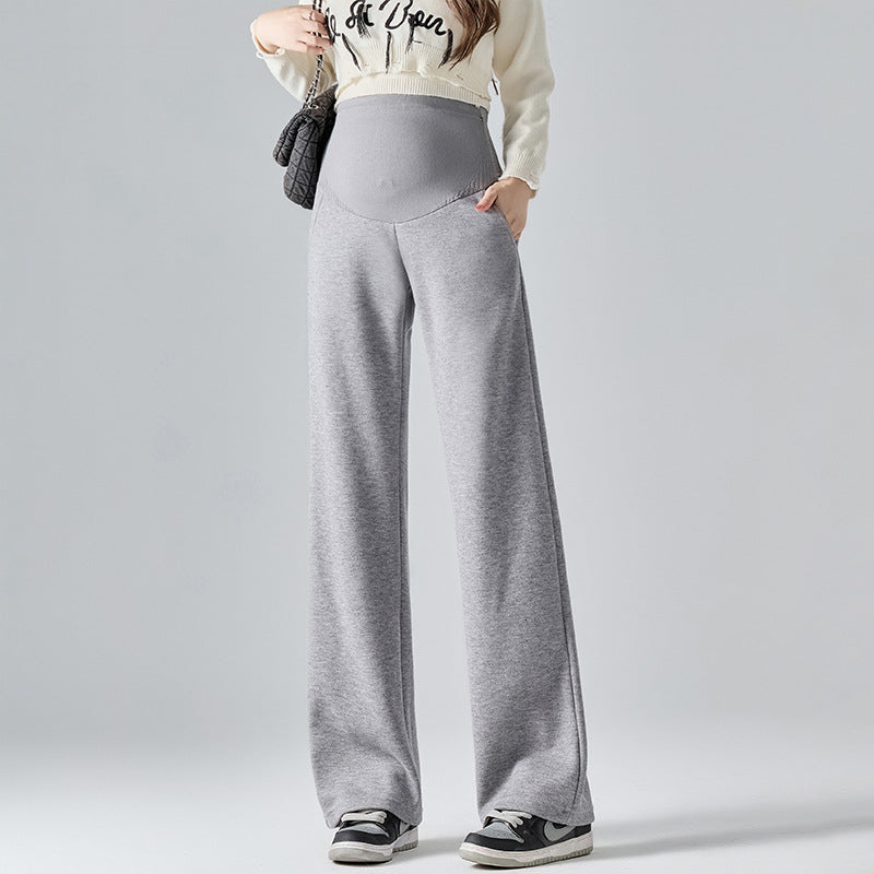 Pregnant Women's Pants Autumn and Winter 2024 New Wide Leg Pants for Outer Wear Abdominal Adjustment Casual Straight Pants plus size Winter Clothes