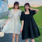 Maternity Summer 2023 New French Sweet Square Collar Puff Sleeve A- shaped High Waist Slimming Loose dress Women