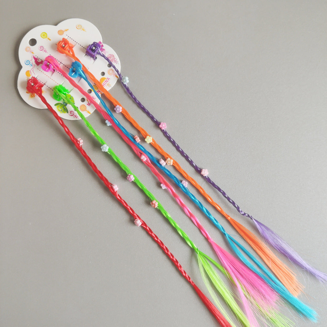 New Children's Colorful Clamp Small Braid Six-color Mixed Butterfly Love Five-pointed Star Wig Braid Performance Dirty Braids