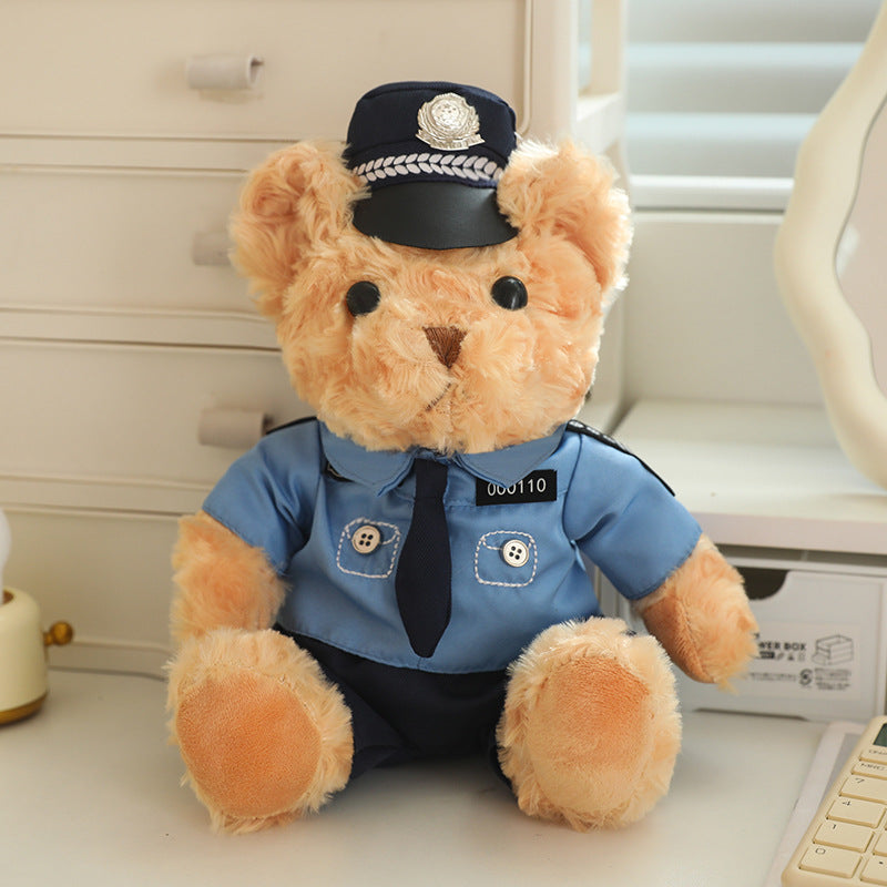 Police Bear Doll Traffic Police Bear Doll Uniform Fire Suit Teddy Bear Plush Toy Internet Red Bear Doll