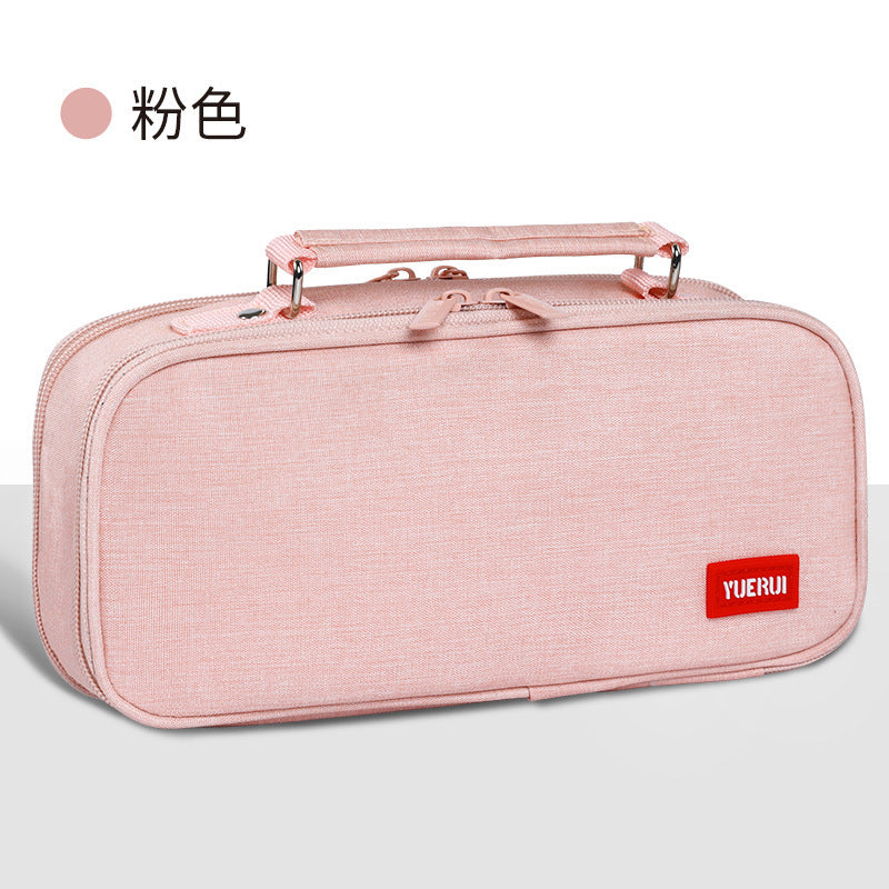 Yuerui Large-Capacity Canvas Multi-Layer Pencil Bag Portable Simple Student Multi-Functional Pencil Bag Satchel Stationery Box
